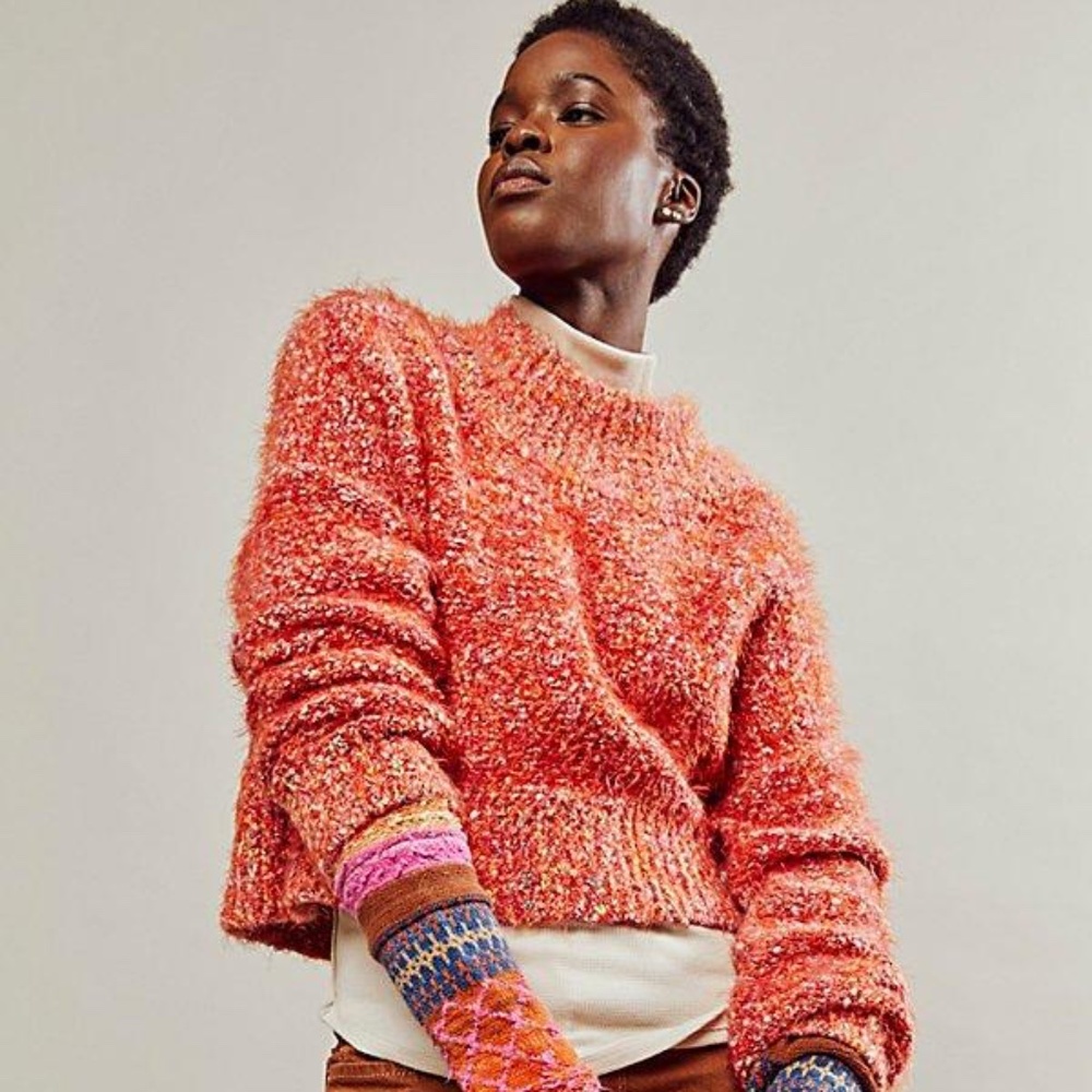 Free People Stardust Pullover Scarlet Flame M
